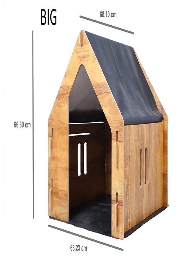 Keebori Pet House for Dogs Large Wooden Dog House for Small Medium Dog Foldable Wooden Dog House Cat House with Foldable Mat and Roof (Beige, Big) - Image 2